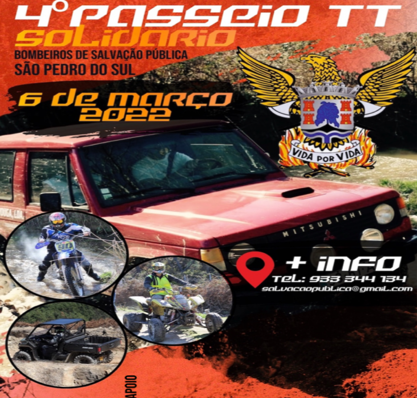 You are currently viewing 4º Passeio TT – Corpo Voluntário Salvação Pública S. Pedro do Sul – 6 de março – Jipes, Motas, Quads
